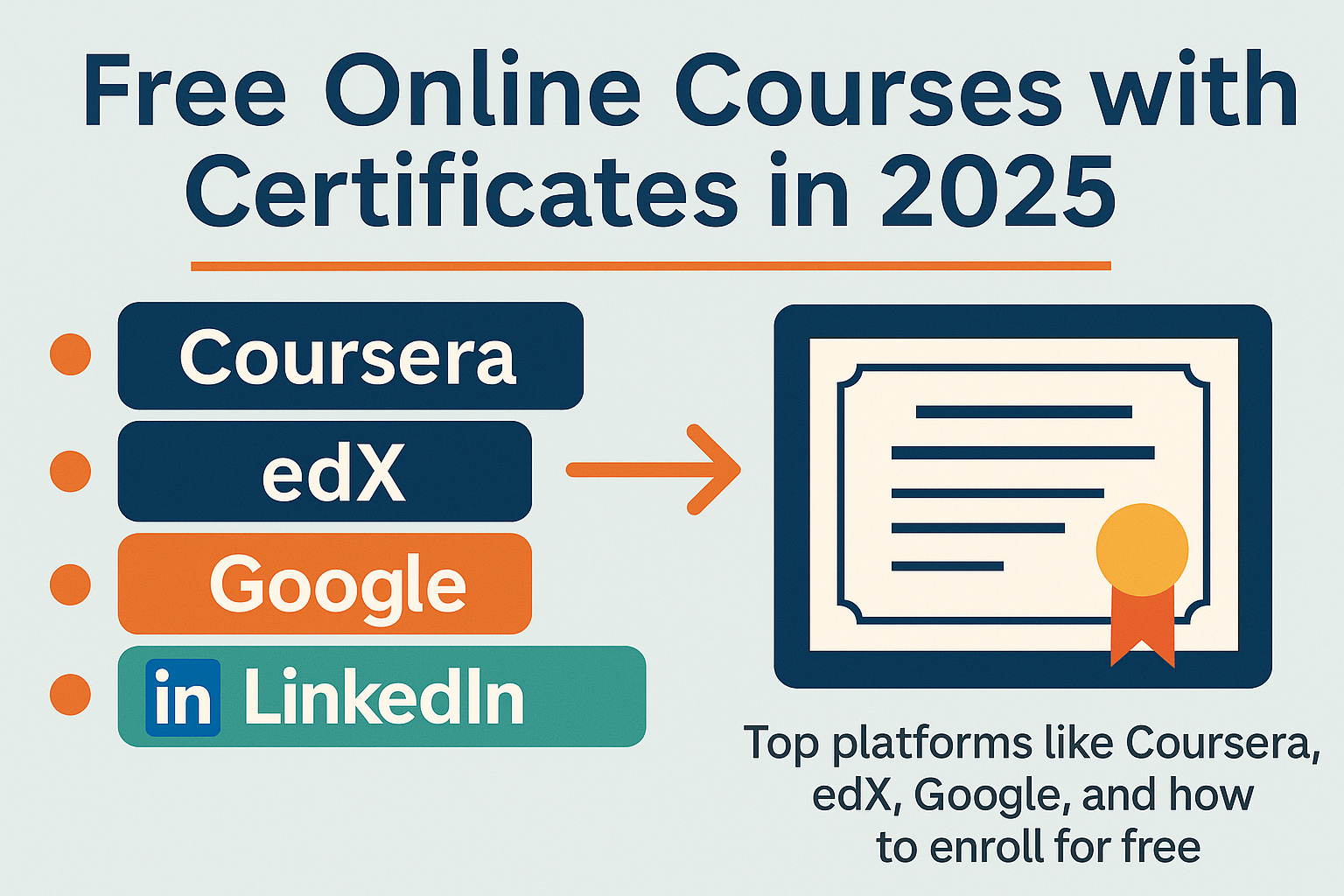 "Free online courses with certificates in 2025 – top platforms like Coursera, edX, Google, and how to enroll for free"